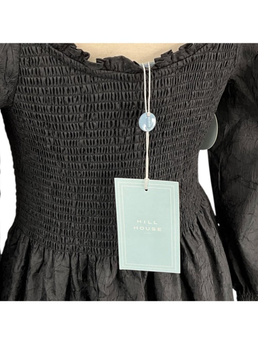 NWT Hill House The Emily Nap Dress Small Maxi Crushed Taffeta Long Sleeve Smock - Picture 6 of 16
